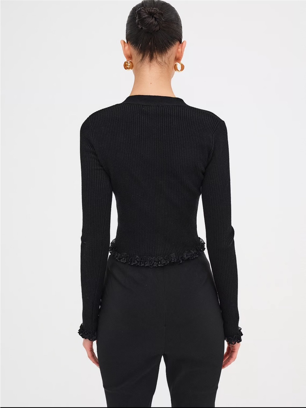 For Love & Lemons Black Ribbed Knit Top - Picture 2 of 6